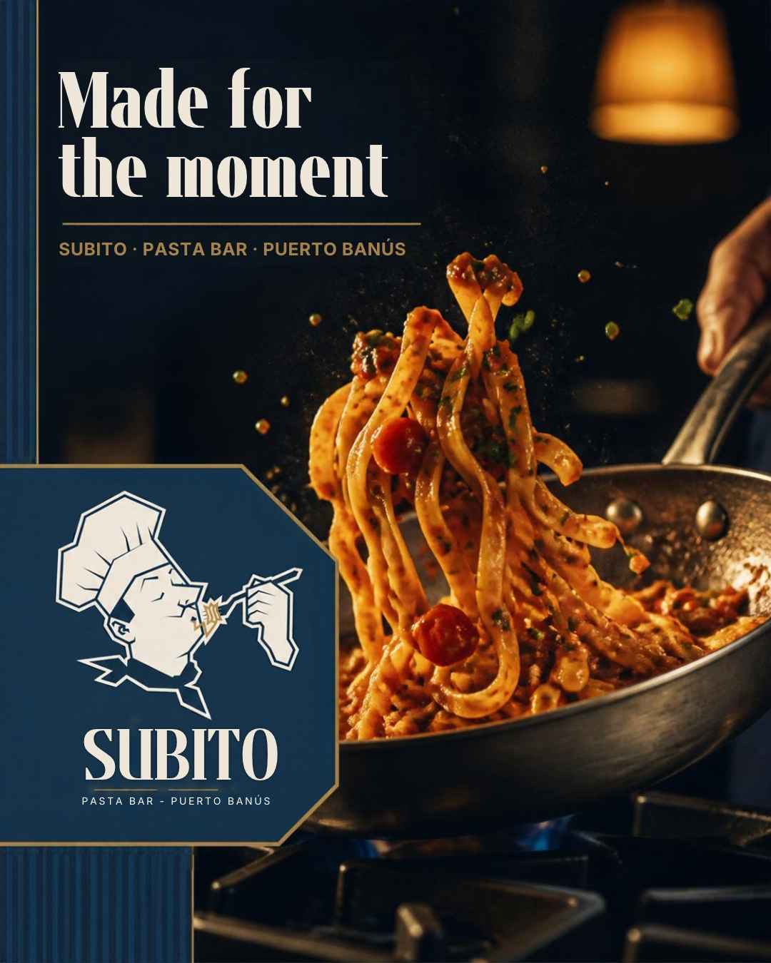 Fettuccine ai funghi doradas, emplatadas en el momento en que las pides.