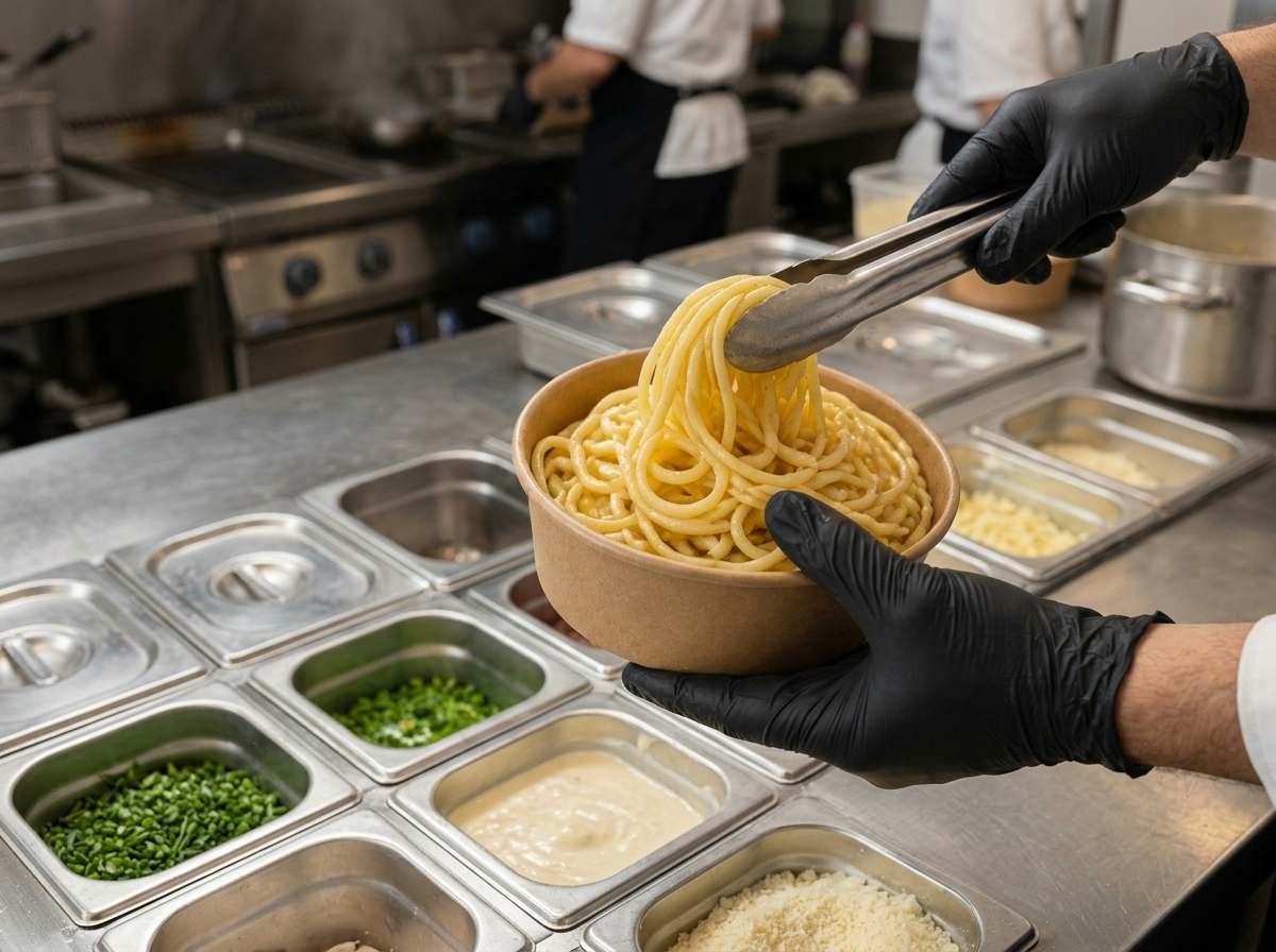 Bol de Pasta Fresca Personalizado — fotografía del plato emplatado